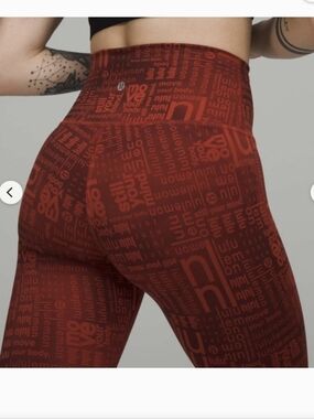 🍋 Lululemon athletica Dark Orange Graphic Sports Top & Leggings Set